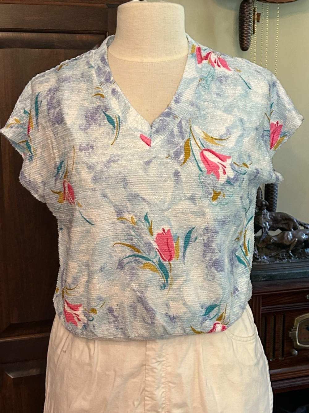 1970’s Style Rite Sz S Crop Style Light Short Sleeve Terry Top